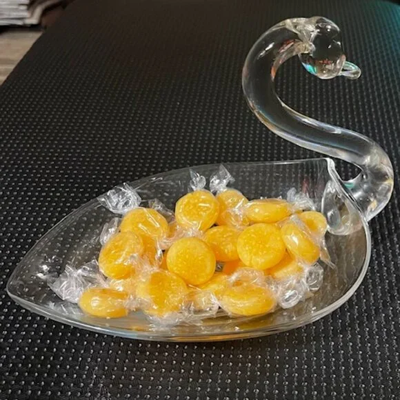 Vintage DUNCAN & MILLER Style Clear Glass Swan Dish 8" x 7" x 6" - Picture 1 of 6